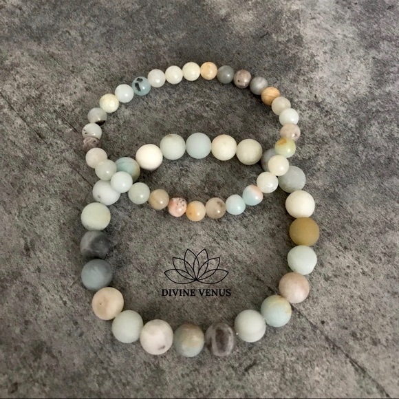 Amazonite Stone Stretch Bracelet Set - Picture 4 of 9